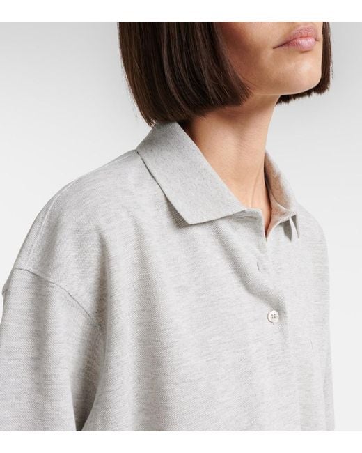 Saint Laurent Gray Cassandre Cotton-Blend Pique Polo Shirt