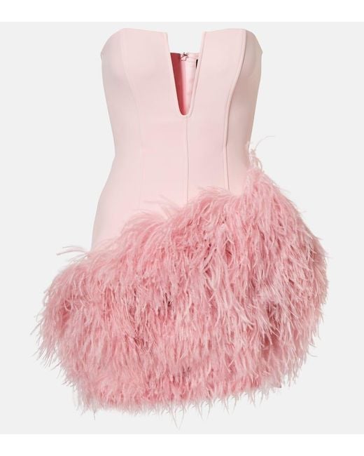 David Koma Pink Minikleid Mit Federn
