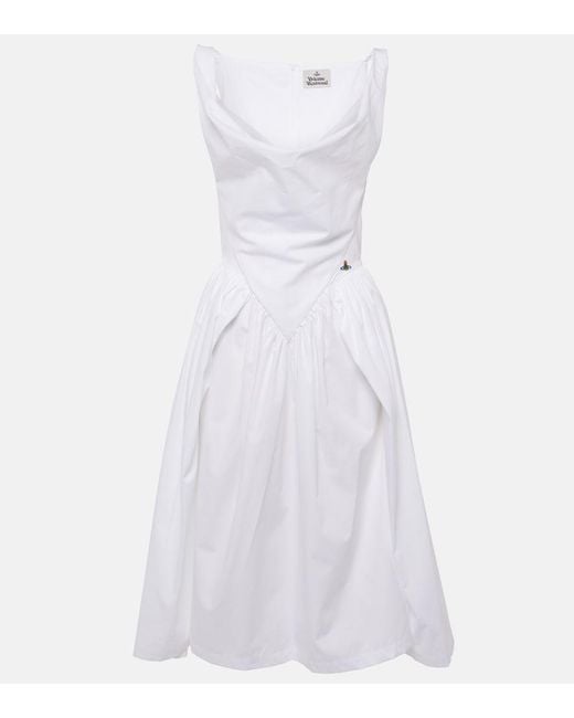 Vivienne Westwood White Sunday Gathered Cotton-Poplin Dress