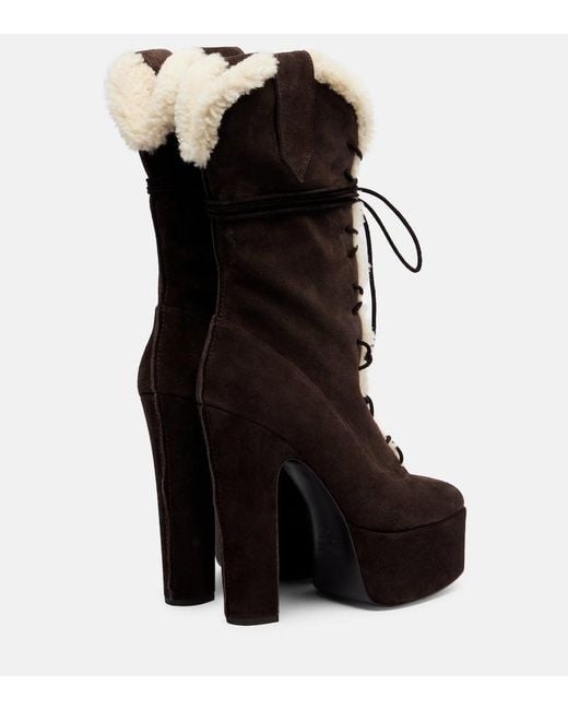 Paris Texas Black Malena 145 Suede Platform Mid-Calf Boots