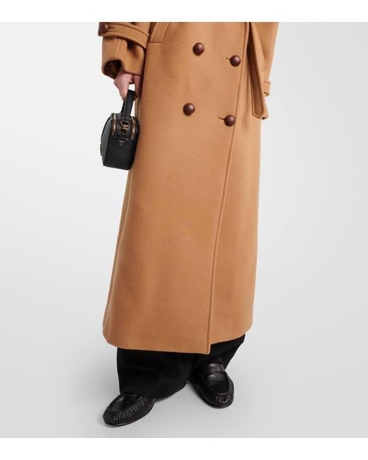 Cappotto in lana con pelle di Tod's in Brown
