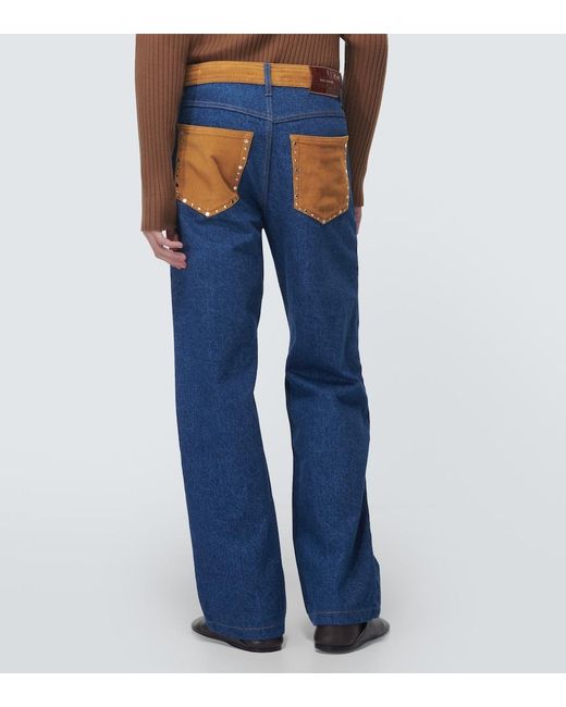 Wales Bonner Blue Cymbal Wide-Leg Jeans for men