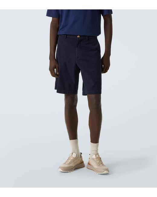 Brunello Cucinelli Cotton Gabardine Bermuda Shorts in Blue für Herren
