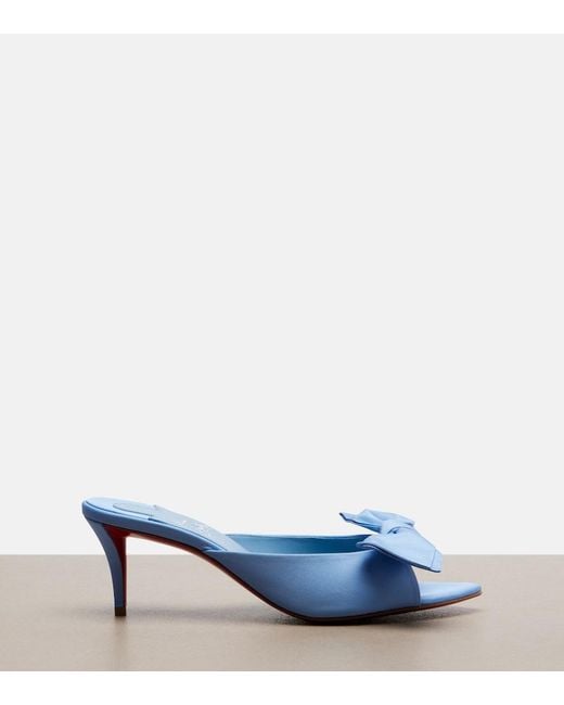 Christian Louboutin Blue Mulazee Bow-Detail Silk Taffeta Mules