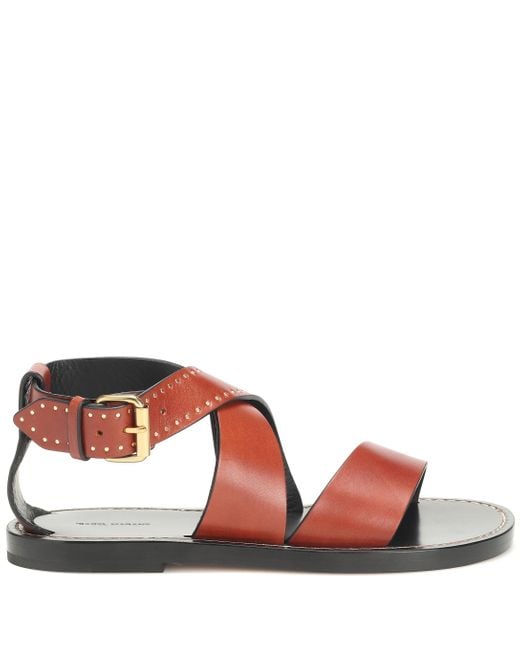 Isabel Marant Juzee Leather Sandals in Brown - Lyst