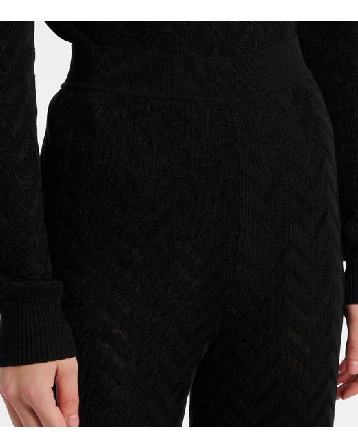 Missoni Blue High-Rise Cotton-Blend Wide-Leg Pants