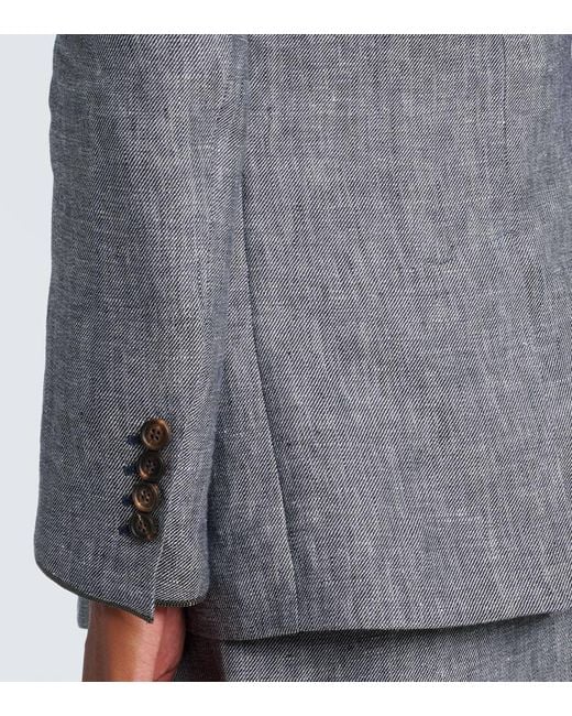 Brunello Cucinelli Blue Blazer Aus Hanf Und Leinen