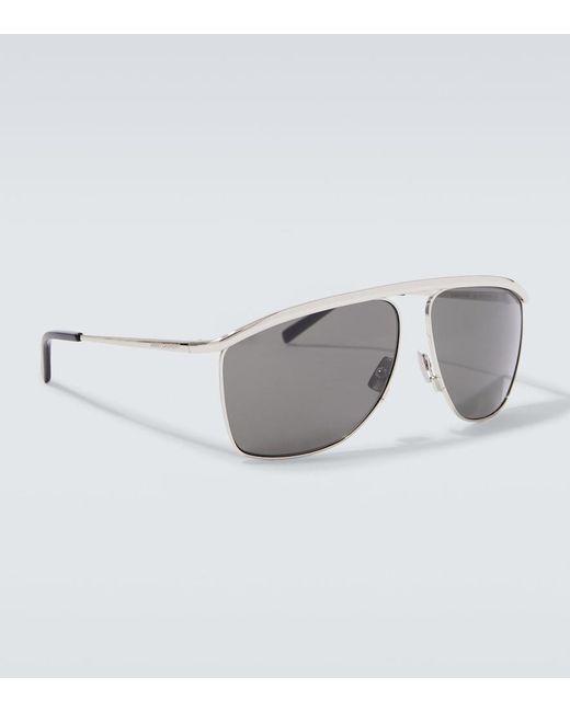 Saint Laurent Gray Sl 820 Victoire Aviator Sunglasses for men