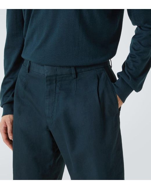 Shorts De Algodon Y Lino Zegna de hombre de color Blue