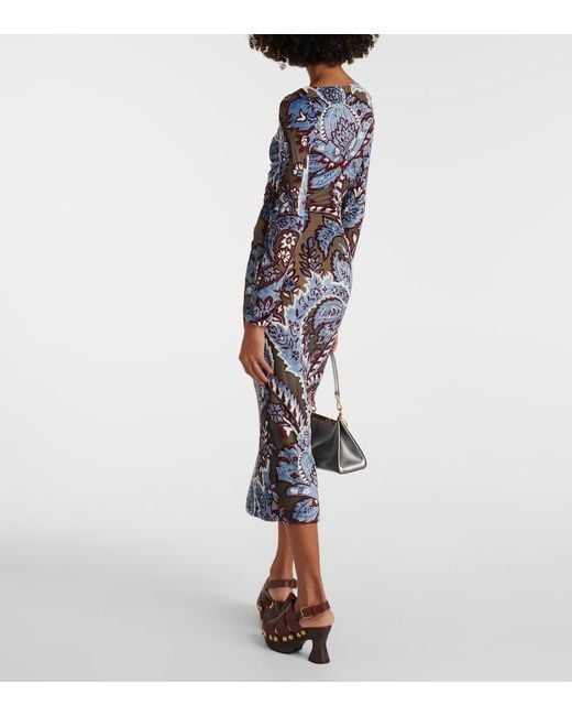 Etro Blue Dress With Jacquard Effect