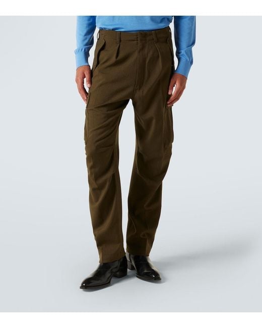 Tom Ford Green Wool, Cashmere, And Silk Cargo Pants for men
