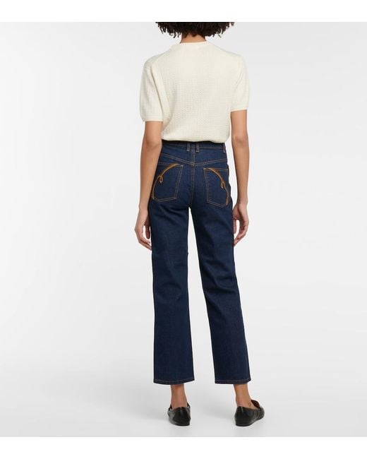 Tory Burch Blue High-rise Straight-leg Jeans