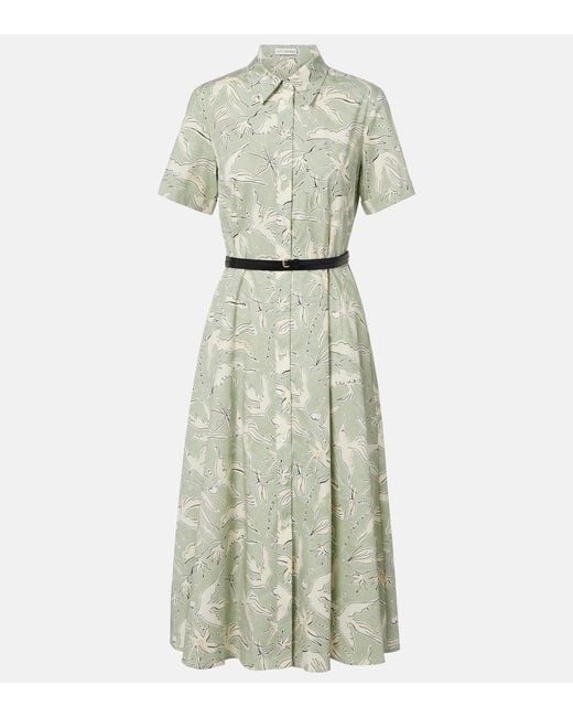 Altuzarra Green Kiera Printed Cotton-Blend Shirt Dress