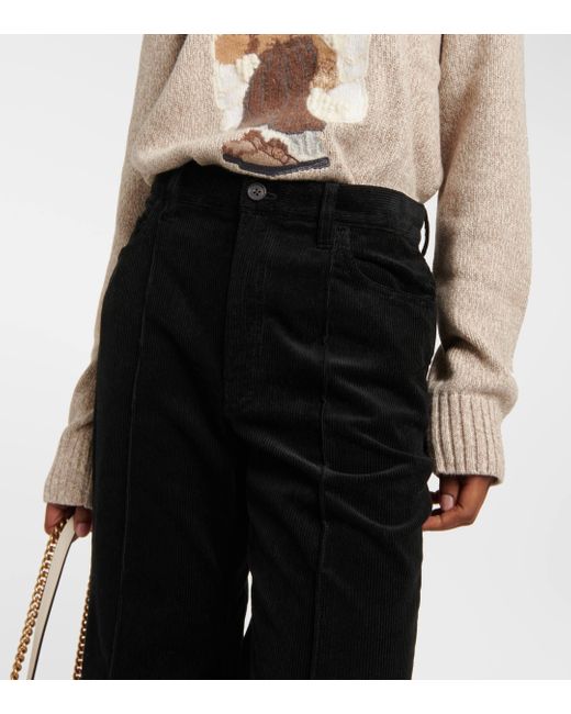 Pantalon evase en velours de coton Polo Ralph Lauren en coloris Black