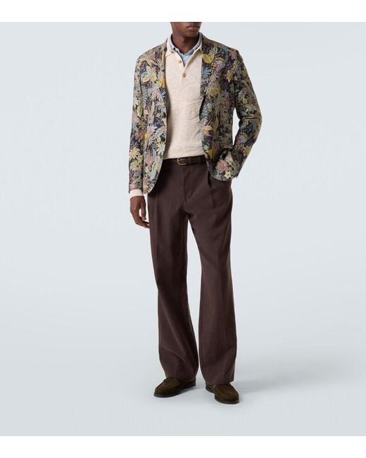 Etro Natural Jacquard Wool-Blend Polo Sweater for men