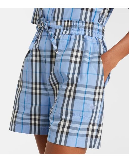 Burberry Blue Check Cotton Shorts