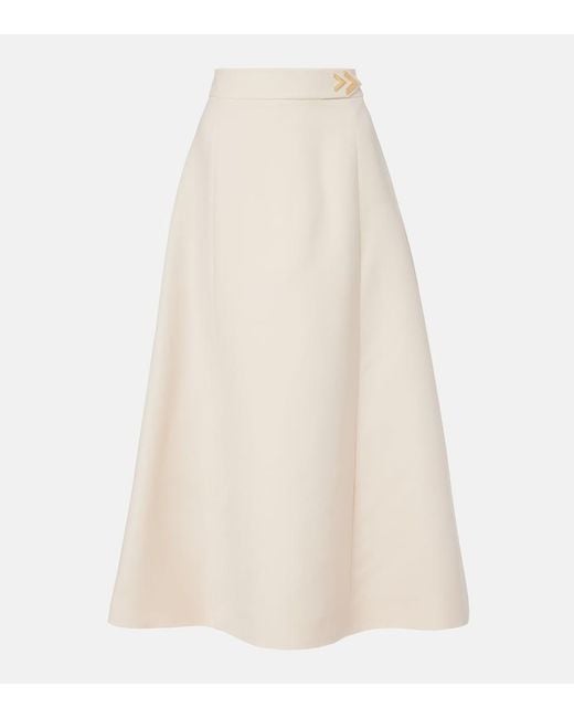 Valentino White Vgold Crepe Couture Midi Skirt