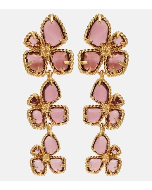 Zimmermann Metallic Bloom Large Embellished Drop Earrings