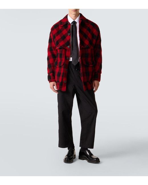 Junya Watanabe Red Checked Wool Jacket for men