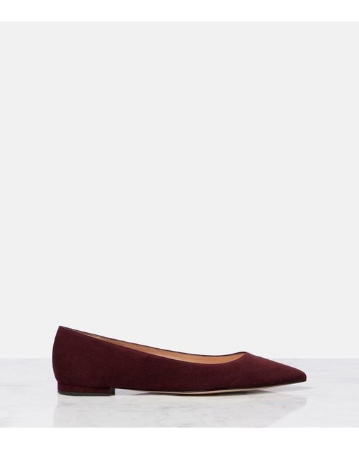Gianvito Rossi Red Gianvito Suede Ballet Flats