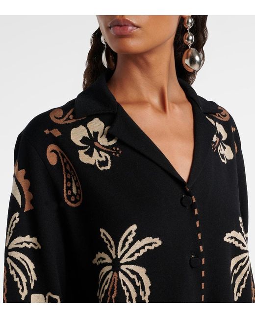 Alanui Black Glimpse Of Eden Wool And Silk Shirt
