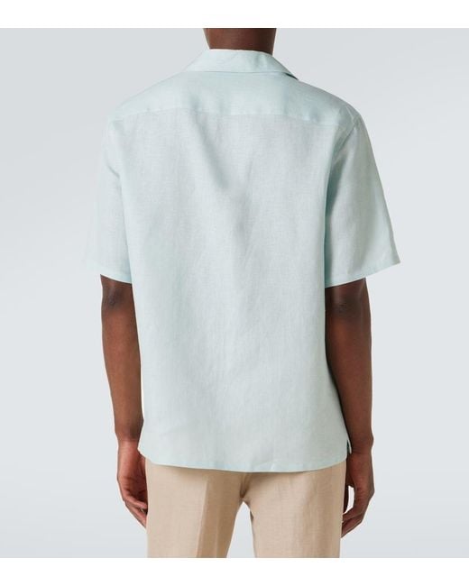 Zegna Blue Linen Shirt for men