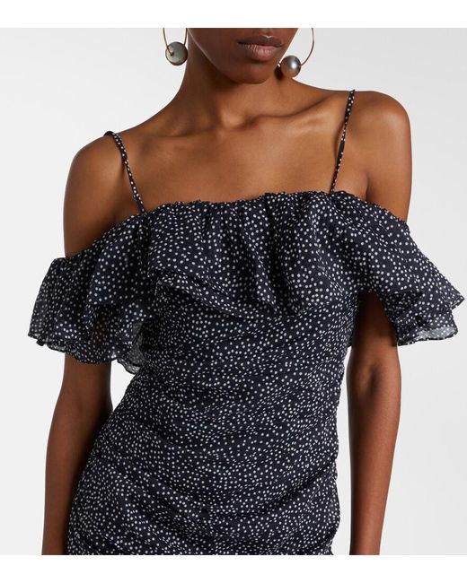Isabel Marant Black Davilia Draped Polka-Dot Cotton Minidress