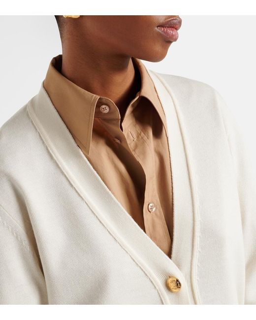Blazé Milano White Wool, Silk, And Cashmere Cardigan