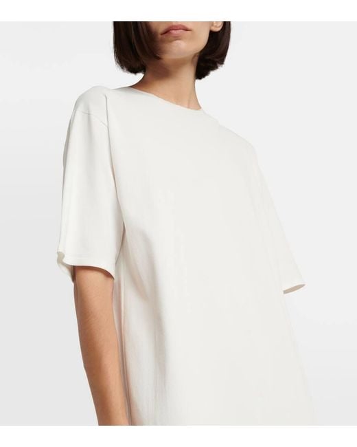 The Row White Gitu Knitted Midi T-Shirt Dress