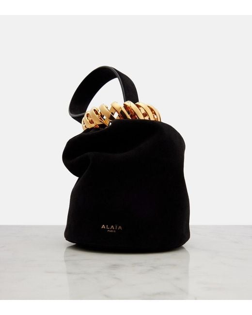 Alaïa Black Motion Mini Embellished Suede Top-Handle Bag