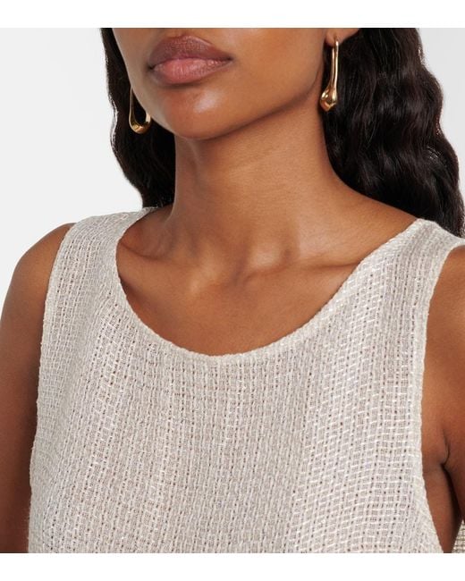 Leset White Stella Sequined Linen-Blend Top