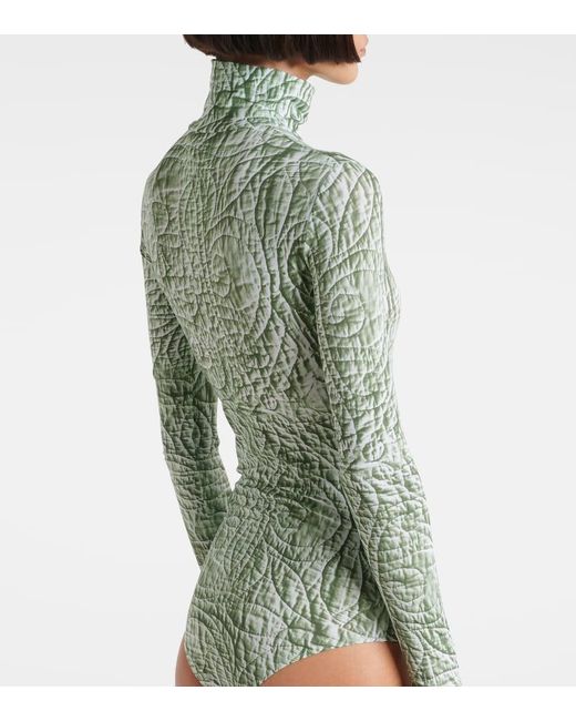 MM6 by Maison Margiela Green Printed Jersey Bodysuit