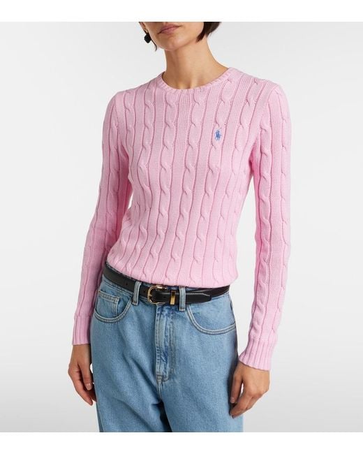 Polo Ralph Lauren Pink Cable-Knit Cotton Sweater