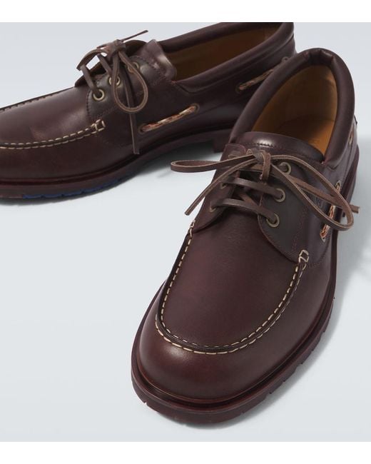 Burberry Brown Leather Boat Shoes for men