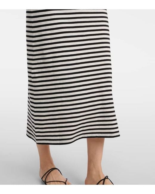 Nili Lotan White Striped Cotton Jersey Maxi Dress