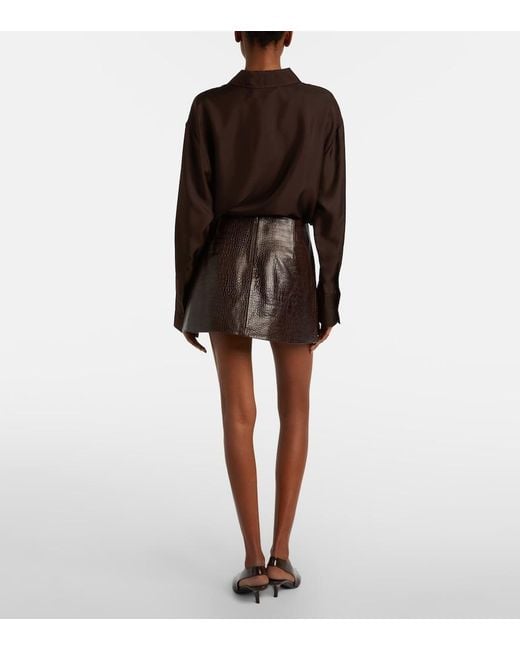 Frankie Shop Brown Rory Croc-Effect Leather Miniskirt
