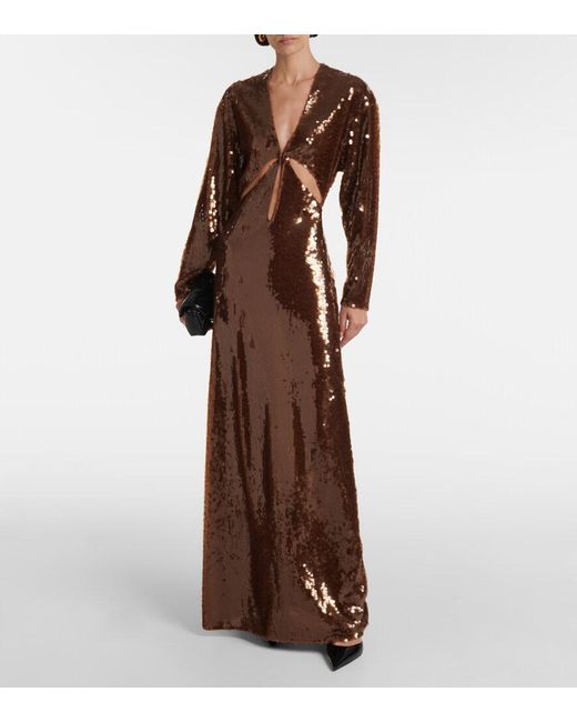 Christopher Esber Brown Triquetra Sequined Gown