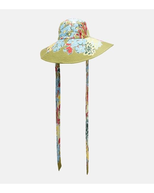 ALÉMAIS Green Solstice Floral Cotton Sun Hat