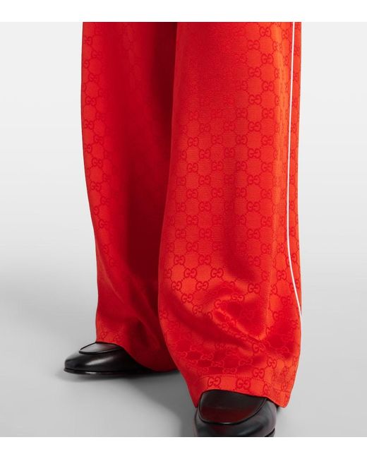Gucci Red Weite Hose Gg Aus Satin