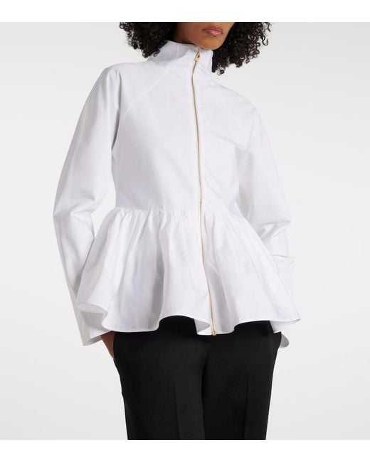 Alaïa White Peplum Cotton Poplin Jacket