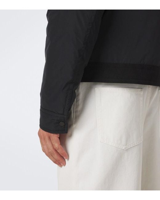 Moncler Black Shearling-Trimmed Suede Down Jacket for men