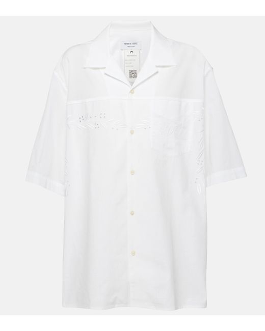 MARINE SERRE White Regenerated Household Cotton Bowling Shirt