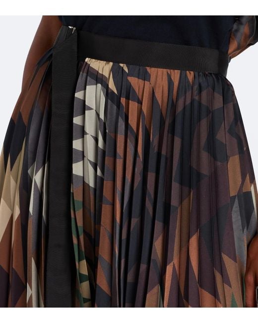 Sacai Black X A.P.C. Plisse Printed Midi Skirt