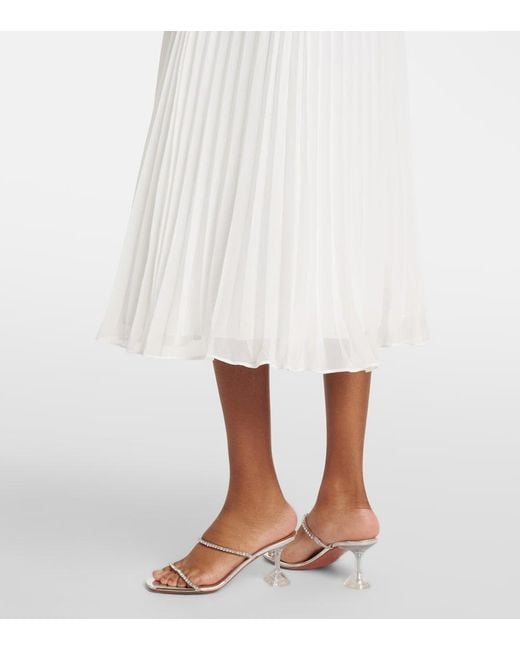 Self-Portrait White Belted Plisse Crepe Maxi Dress