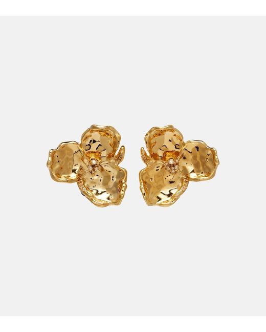 Oscar de la Renta Metallic Blossom Crystal-Embellished Earrings