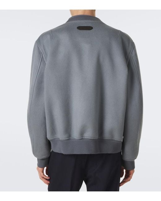 Brioni Gray Wool And Cashmere Bomber Jacket for men