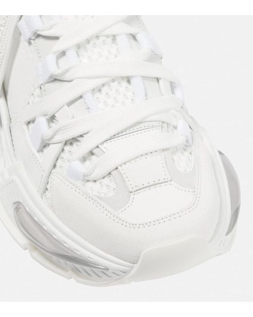 Dolce & Gabbana White 'Airmaster' Calf Leather Blend Sneakers