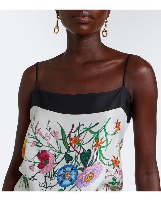 Gucci White Flora Silk Twill Minidress