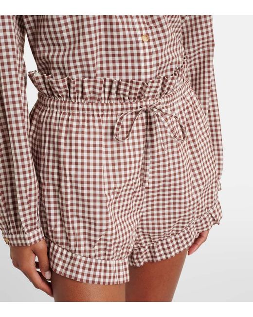 Posse Brown Callie Gingham Cotton Shorts