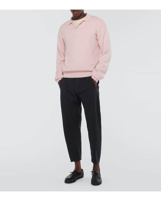 The Row Pink Joyce Cotton And Cashmere Polo Sweater for men